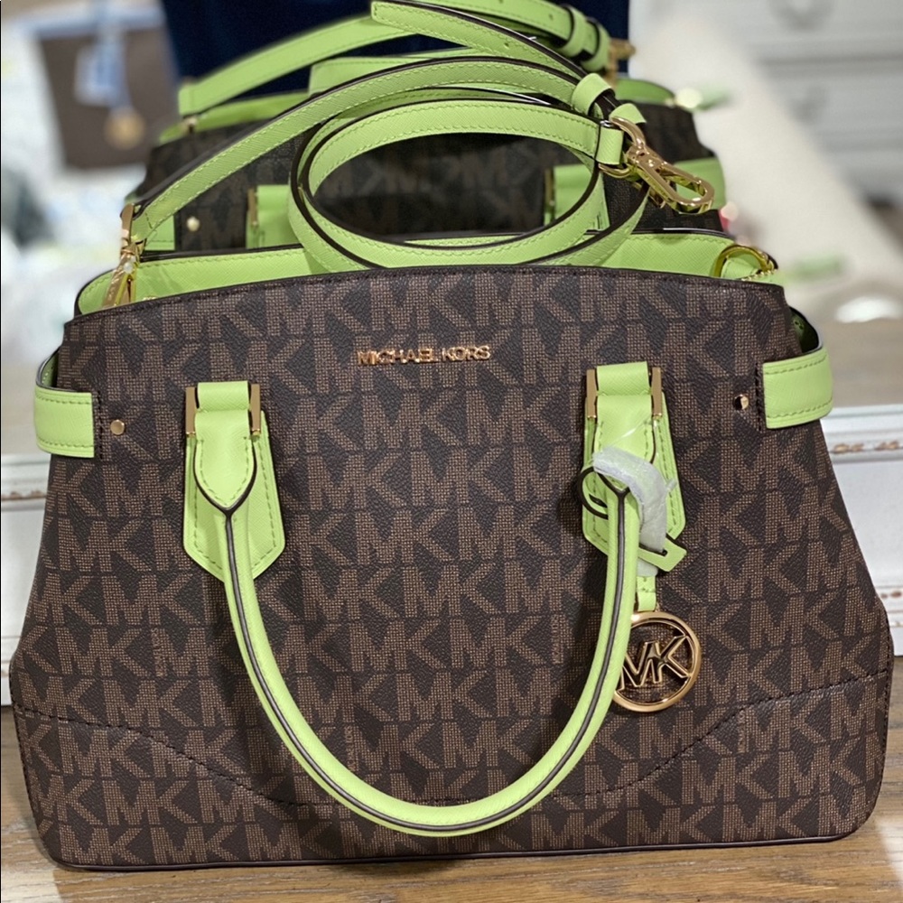 Michael Kors Light Green/Brown Satchel - Picture 4 of 10